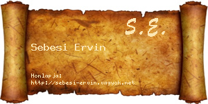 Sebesi Ervin névjegykártya